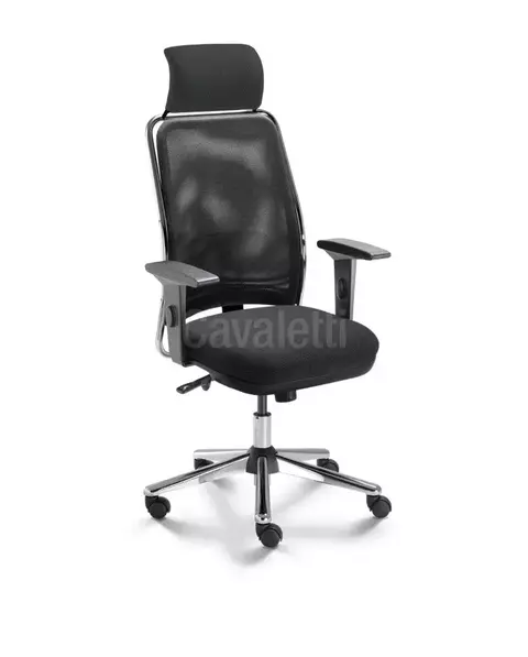 Cadeira para escritório giratória presidente 16001 AC Estrutura Cromada- Syncron (LR) - Linha NewNet - Braço SL - Cavaletti - Base Cromada