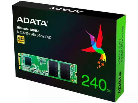 SSD ADATA Ultimate SU650 240GB SATA 6Gb/s - M.2 Leitura 550MB/s Gravação 410MB/s
