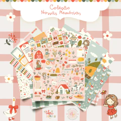 Kit de papéis 30,5x30,5cm, 6 Folhas - Coleção Nossas Memórias - Dany Peres e Cela Branco