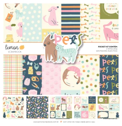 Kit de papéis 30,5x30,5cm, 6 Folhas - Coleção Pets - Lemon Scrapbook