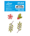Aplique em Papel em MDF Flor e Folhas - Coleção Natal Mágico - Litoarte