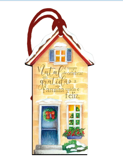 Tag em MDF Casa "Natal é Tempo..." - Litoarte
