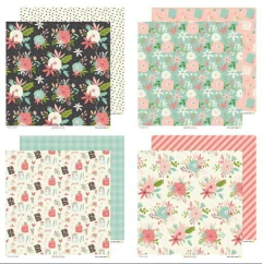 Kit Bloco 30,5 x 30,05, 12 Folhas + Chipboard - Coleção Florescer- Lemon Scrapbook - Papillon Scrap