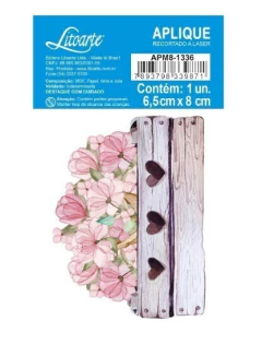 Aplique em Papel em MDF Flores no Caixote - Coleção Carinho - Litoarte