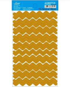 Adesivo com Recorte e Foil Zigue-Zague Dourado - Litoarte
