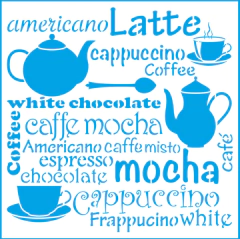 Stencil Café, Bule e Xícaras - Litoarte