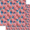 Folha para Scrapbook, Rosa 3D coral E Azul - Litoarte