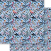 Folha para Scrapbook, Rosa 3D passarinho Fundo Azul - Litoarte