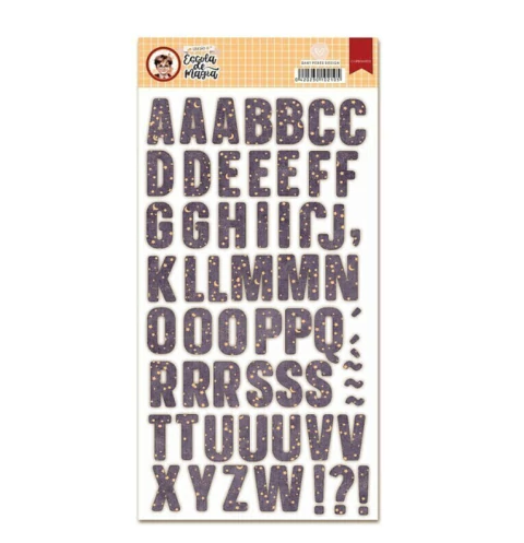Alfabeto Chipboards Adesivados - Coleção Escola de magia - Dany Peres Desing