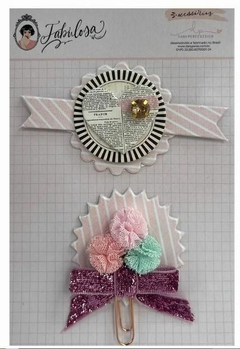 Chipboard 3D Coração e Fitinha - Coleção Fabulosa - Dany Peres