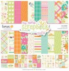 Bloco 30,5 x 30,5, 12 Folhas - Coleção Eu amo Scrapbook- Lemon Scrapbook