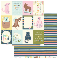 Kit de papéis 30,5x30,5cm, 6 Folhas - Coleção Pets - Lemon Scrapbook - loja online