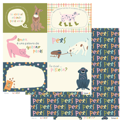 Kit de papéis 30,5x30,5cm, 6 Folhas - Coleção Pets - Lemon Scrapbook