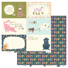 Kit de papéis 30,5x30,5cm, 6 Folhas - Coleção Pets - Lemon Scrapbook