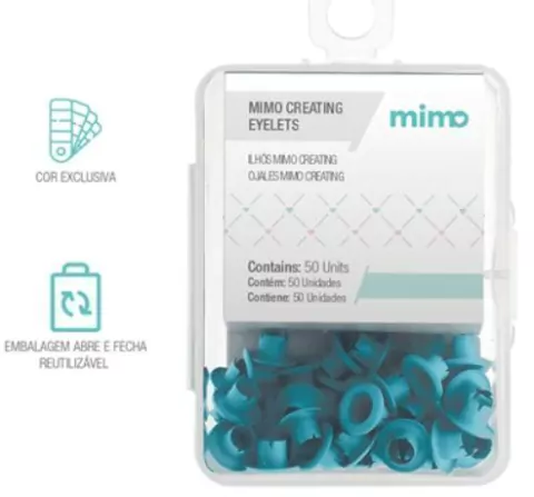 Ilhós Creating - Redondo - Azul Água - 4,5 mm - Mimo