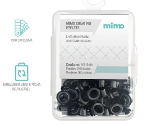 Ilhós Creating - Redondo - Preto - 4,5 mm - Mimo