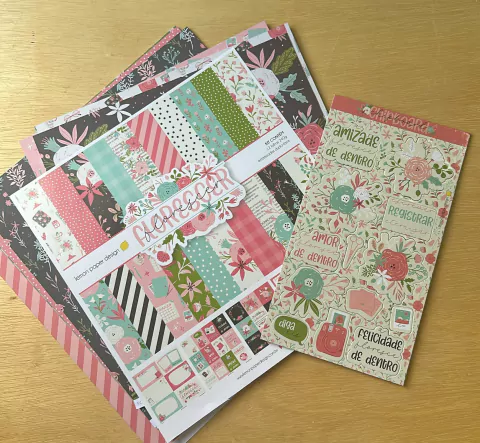 Kit Bloco 30,5 x 30,05, 12 Folhas + Chipboard - Coleção Florescer- Lemon Scrapbook