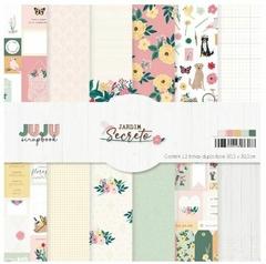 Bloco 30,5 x 30,05 12 folhas - Coleção Jardim Secreto - Juju Scrapbook