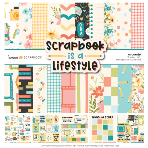 Bloco 30,5 x 30,5, 12 Folhas - Coleção Scrapbook Is A Lifestyle - Lemon Scrapbook - comprar online