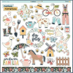 Bloco 30,5 x 30,05, 12 Folhas + ADESIVO - Coleção Memórias na Fazenda 2 - Lemon Scrapbook - comprar online