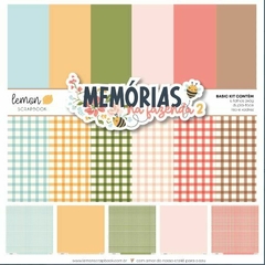 Kit de papéis Basic Lisos 30,5x30,5cm, 6 Folhas - Coleção Memórias na Fazenda 2 - Lemon Scrapbook