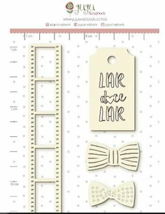 Enfeite Chipboard Branco Lar Doce Lar - Coleção Família para Sempre - Juju Scrapbook