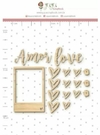 Enfeite Madeirinha AMOR - Coleção Espalhando Amor - Juju Scrapbook