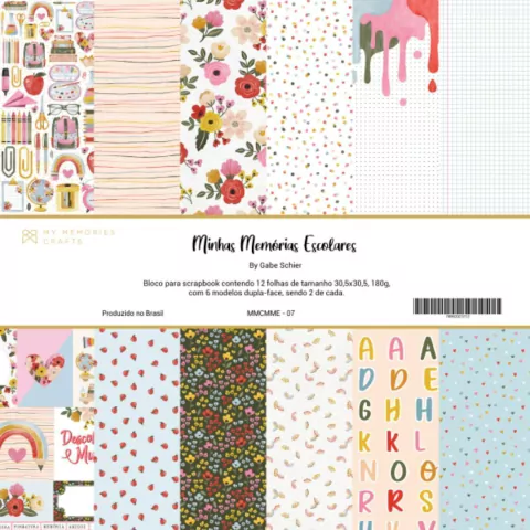 Bloco 30,5 X 30,5, 12 Folhas - Coleção Minhas Memórias Escolares - My Memories Crafts