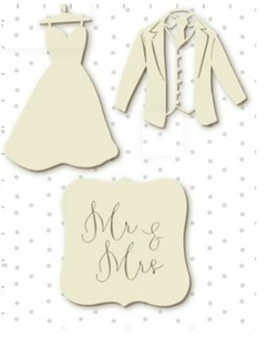 Chipboard Branco Mr e Mrs - Coleção Felizes para Sempre - Juju Scrapbook