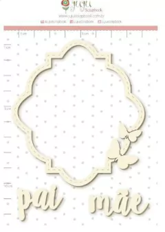 Enfeite Chipboard Branco Pai e Mãe - Coleção Família para Sempre - Juju Scrapbook