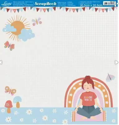 Kit de papéis 30,5x30,5cm, 4 Folhas - Coleção Good Vibes - Litoarte