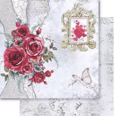 Kit de papéis 30,5x30,5cm, 4 Folhas - Coleção Red Roses - Litoarte