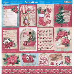 Kit de papéis 30,5x30,5cm, 4 Folhas - Coleção Jardim de Natal - Litoarte - Papillon Scrap