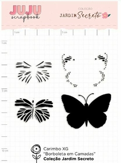 Carimbo XG Borboletas em Camadas - Coleção Jardim Secreto - JuJu Scrapbook