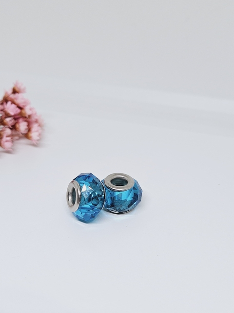 Berloque Murano Azul Claro de Aço Inox