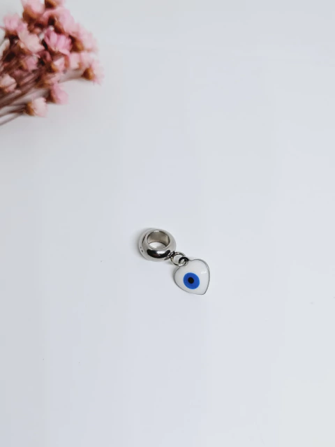 Berloque Olho Grego Azul de Aço Inox