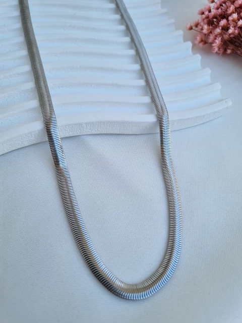 Colar Fita Grossa 60cm de Aço Inox