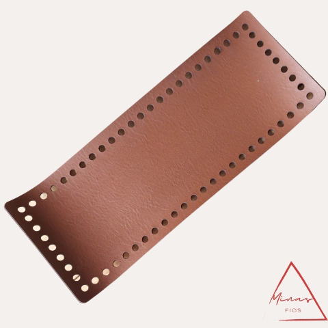Base de bolsa couro sintético retangular 10x25cm - Caramelo