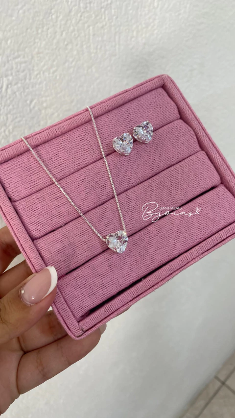 Conjunto coração cristal