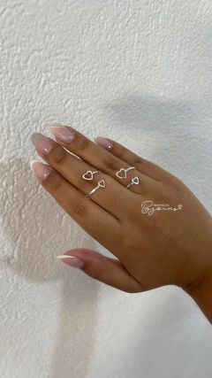 Anel coração duplo regulável