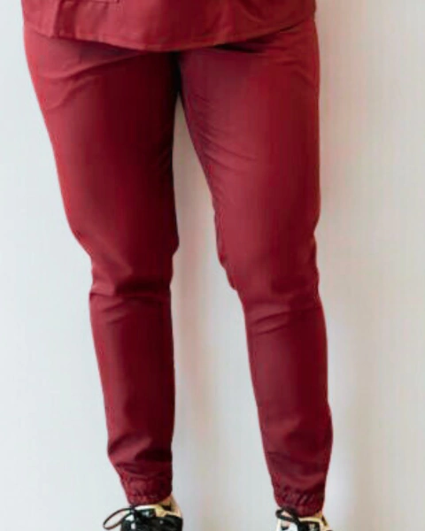 Calça Scrub Feminina com Punho Marsala - comprar online