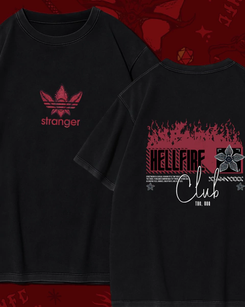 Camiseta Vintage Retrô 100% Algodão Premium Stranger Frente e Verso Hellfire - comprar online