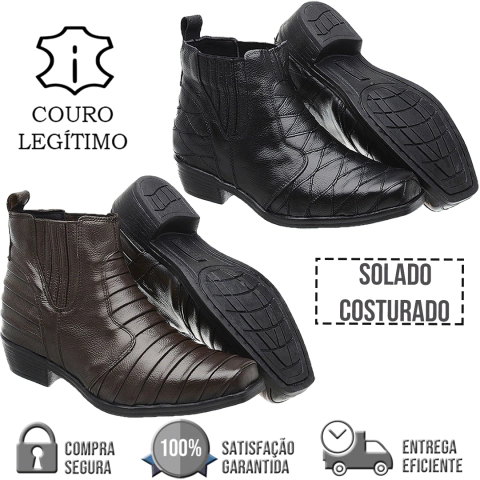 Kit 2 Pares De Botina Masculina De Couro 100% Legítimo Escamadas
