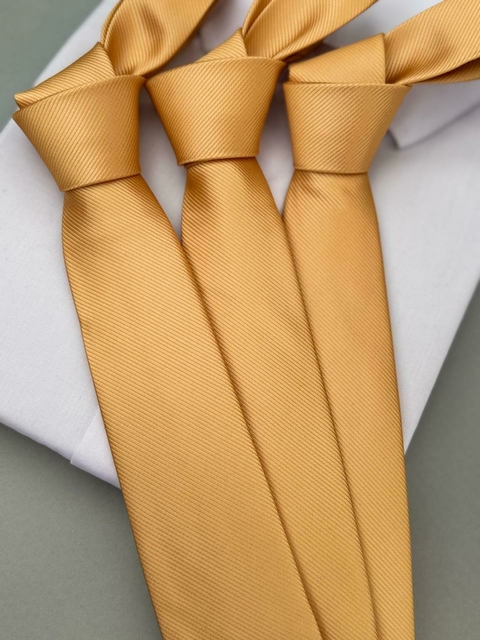 Gravata Semi Slim - Premium - Amarelo Ouro Listrada - comprar online
