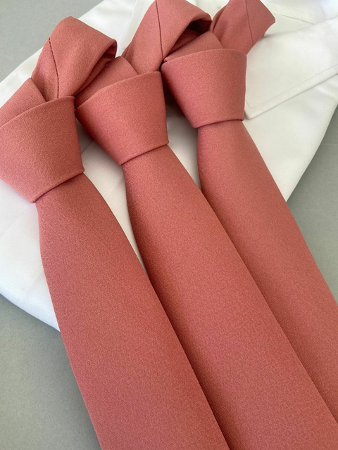Gravata Semi Slim - Basic- Rosa Canela Fosca