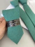Gravata Semi Slim - Linho- Verde Rajado - comprar online