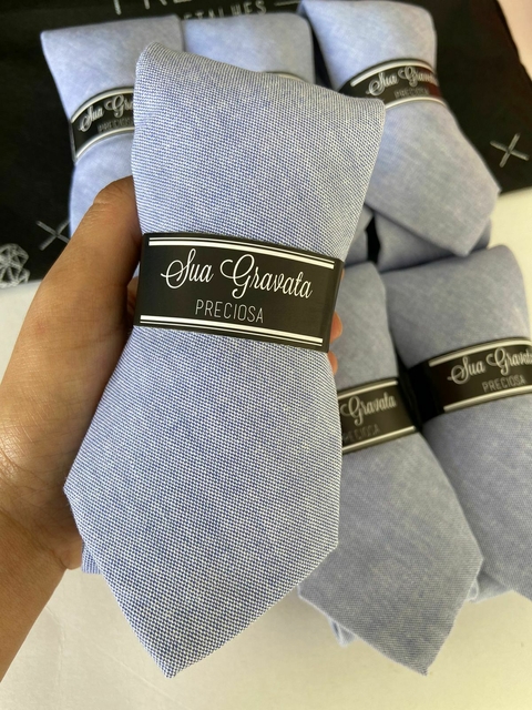 Gravata Semi Slim - Linho - Azul Jeans Claro