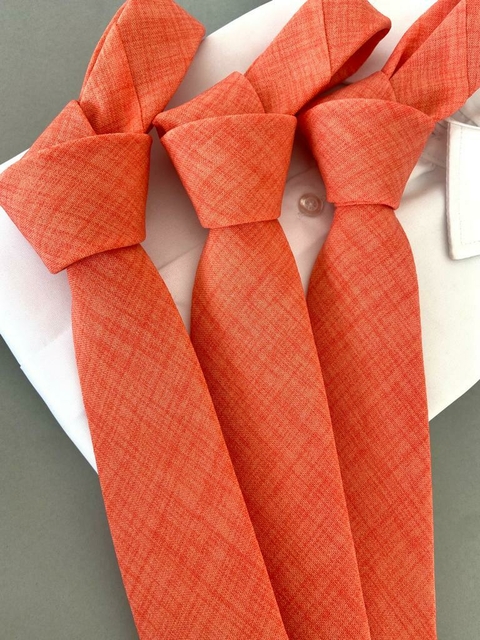 Gravata Semi Slim - Linho - Coral
