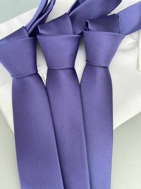 Gravata Semi Slim - Premium - Roxa Claro Listrada