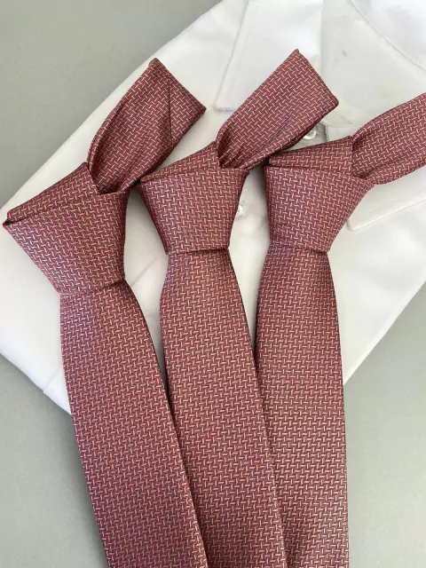 Gravata Slim -Italiana - Rosa Canela Zig Zag - comprar online